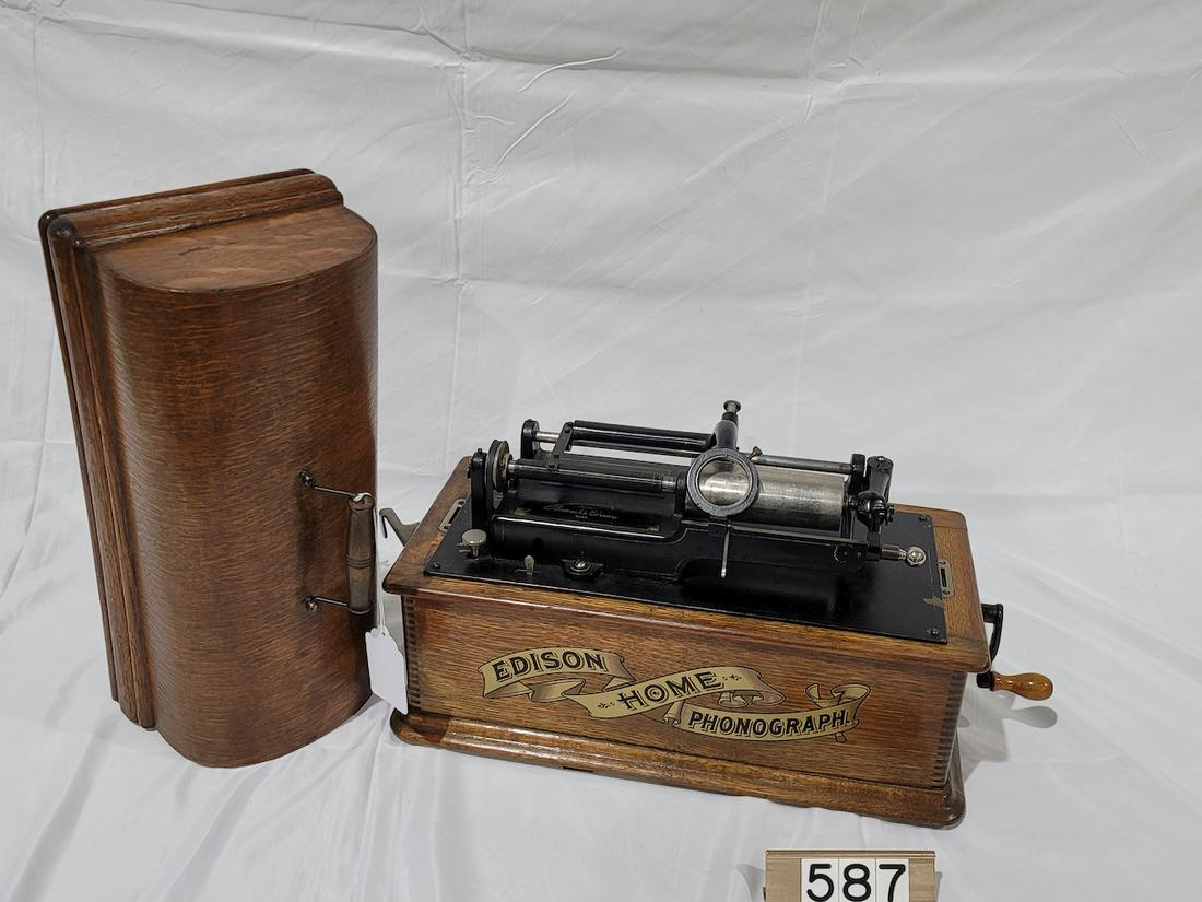 Edison Home Cylinder Phonograph: SN-77180. No reproducer. Crank is present.