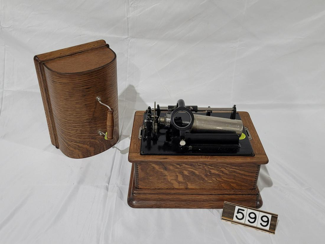 Edison Standard Cylinder Phonograph: No reproducer or crank. SN-637817D. The mandrel is not attached