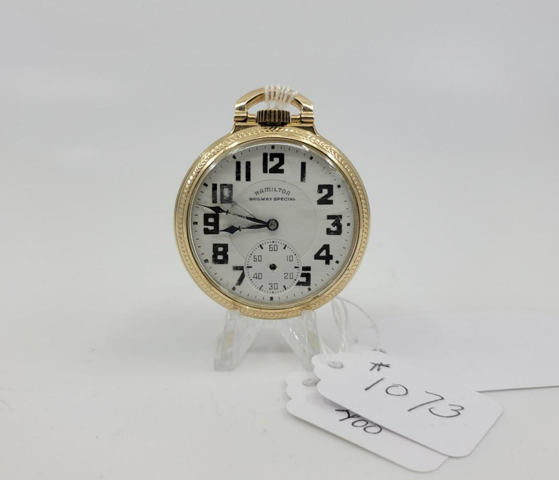 Hamilton Railway Special Pocket Watch: Model 992B. 21 jewel, open face, 6 position, SN-C54685, Ca. 1941. Running