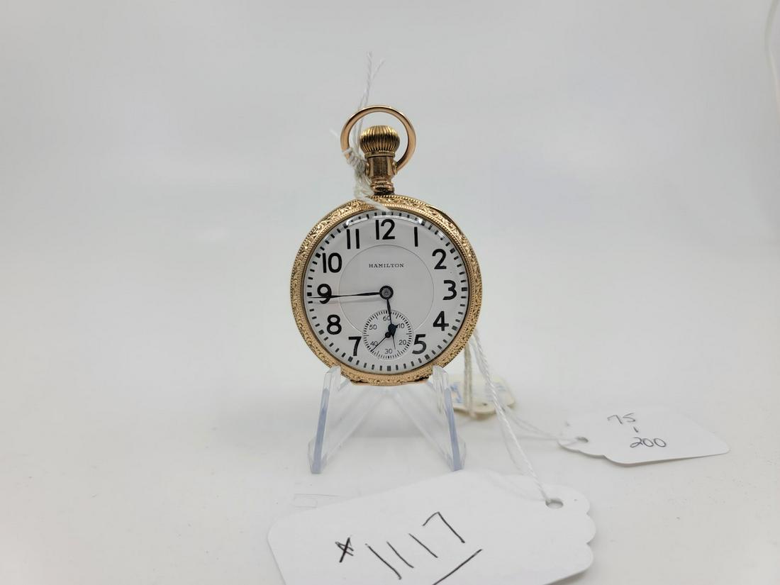 Hamilton "972" Open Face Pocket Watch: "972", L.S., 17 jewel, adj. 5 positions, SN-1585209