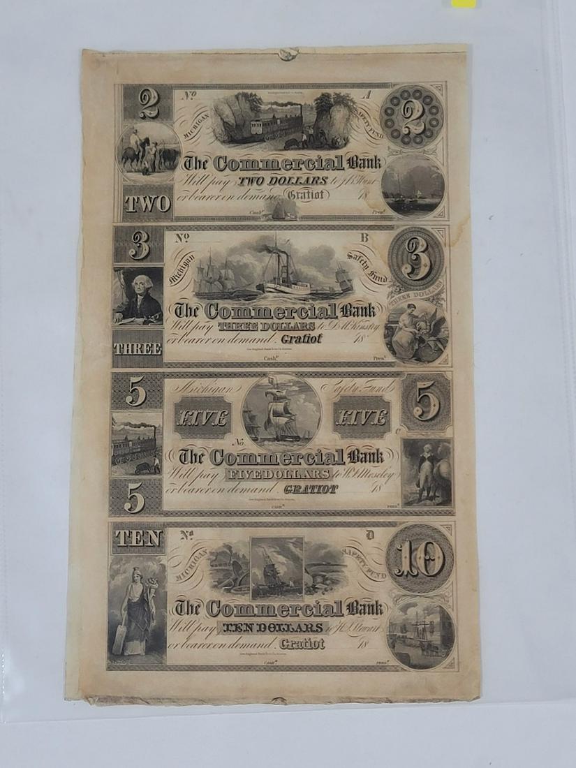 Uncut Sheet of Obsolete Bank Notes (1 of 1)