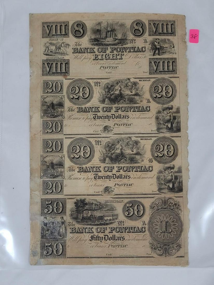 Uncut Sheet of Obsolete Bank Notes (1 of 1)
