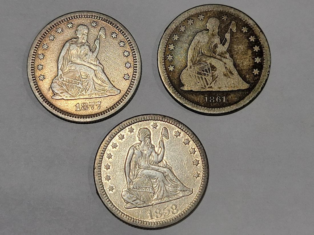 3 Seated Liberty Quarters (1 of 2)