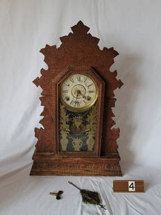 Shelf Clock: William L. Gilbert Clock. Stands 24" tall.