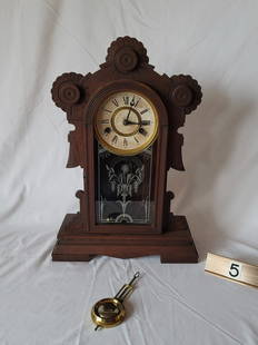 Shelf Clock: William L. Gilbert Clock. Stands 18-1/2" tall.