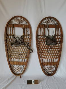 U.S. Gorswold Snowshoes: Pair of snowshoes. 28-1/2" long x 13" wide.