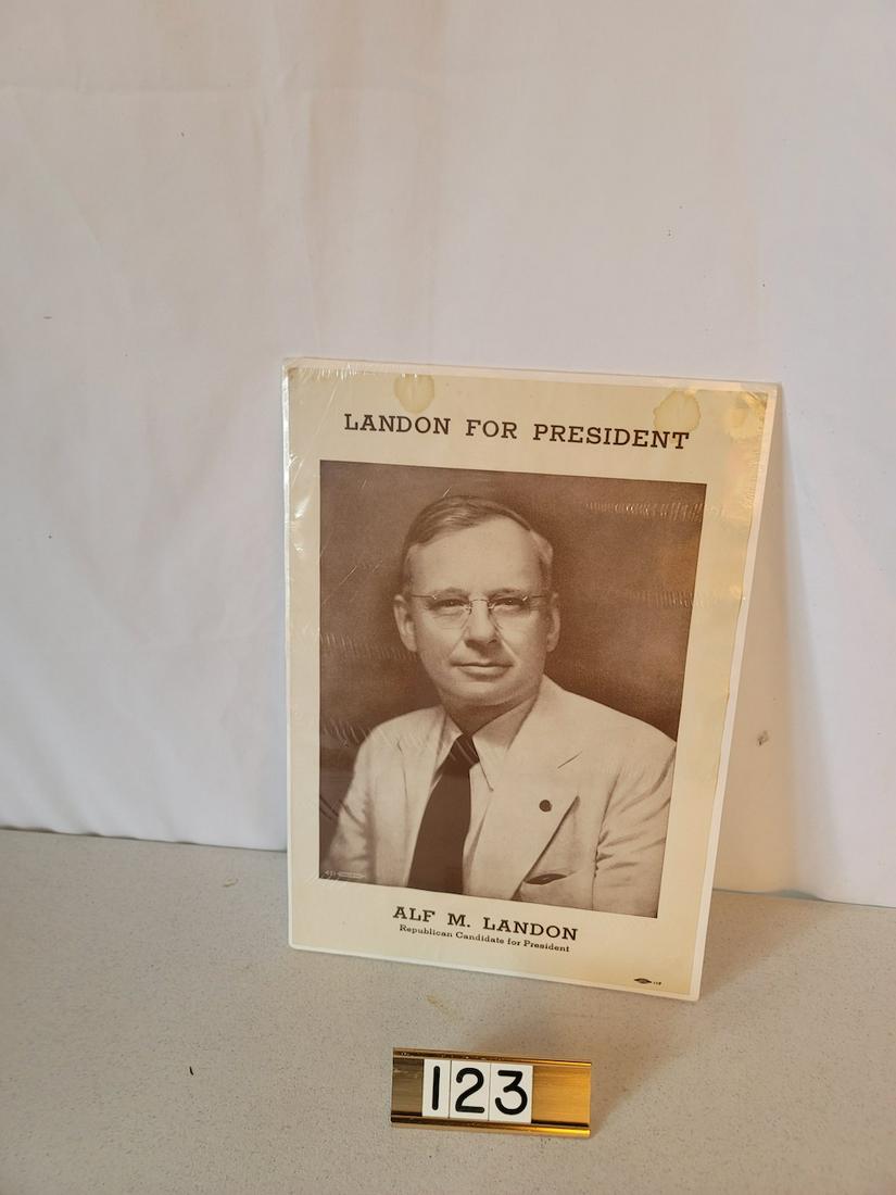 Political Sign: Landon for President. Alf M. Landon. 16" x 11"