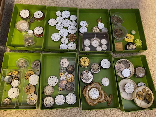 8 Trays of Pocket Watch Parts (1 of 2)