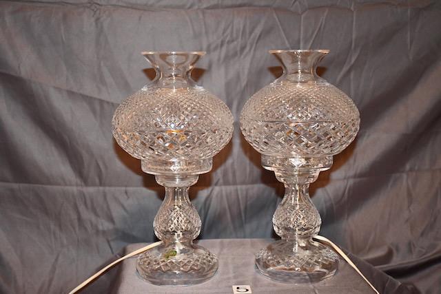 Pair of Waterford Crystal Hurricane Lamps (1 of 2)