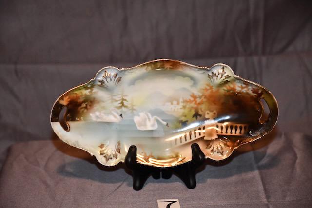 R.S. Prussia Pickle Dish, Swan Decoration (1 of 1)
