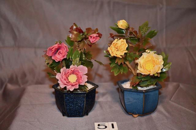 Pair of Jade and Stone Trees in planters (1 of 1)