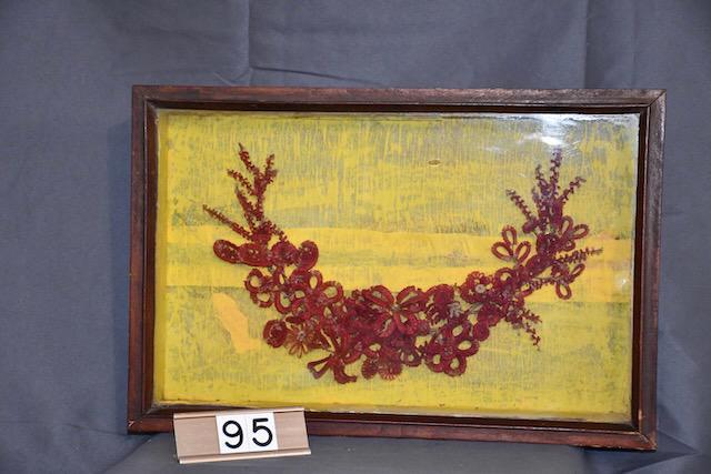 Woven Mourning Wreath: Displayed in shadow box frame. The frame measures 19"x13"