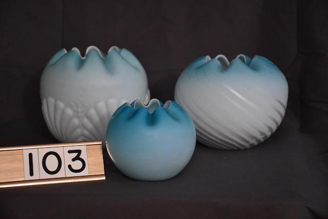 Blue Satin Glass Rose bowls (1 of 1)
