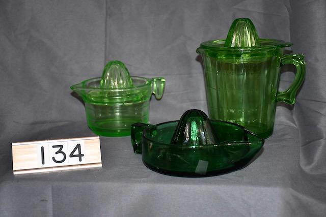 3 Green Depression Glass Reamers (1 of 1)