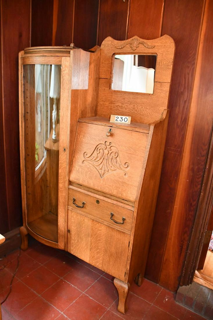 Antique Oak Combination Bookcase & Secretary (1 of 2)
