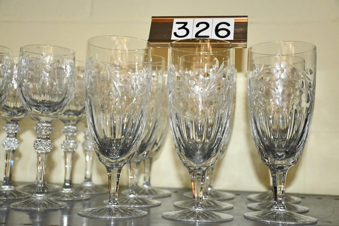Miller Rogaska Crystal Stemware: A nice grouping including 10 water or ice tea, 10 red wine and 7 wine. 27 total pieces