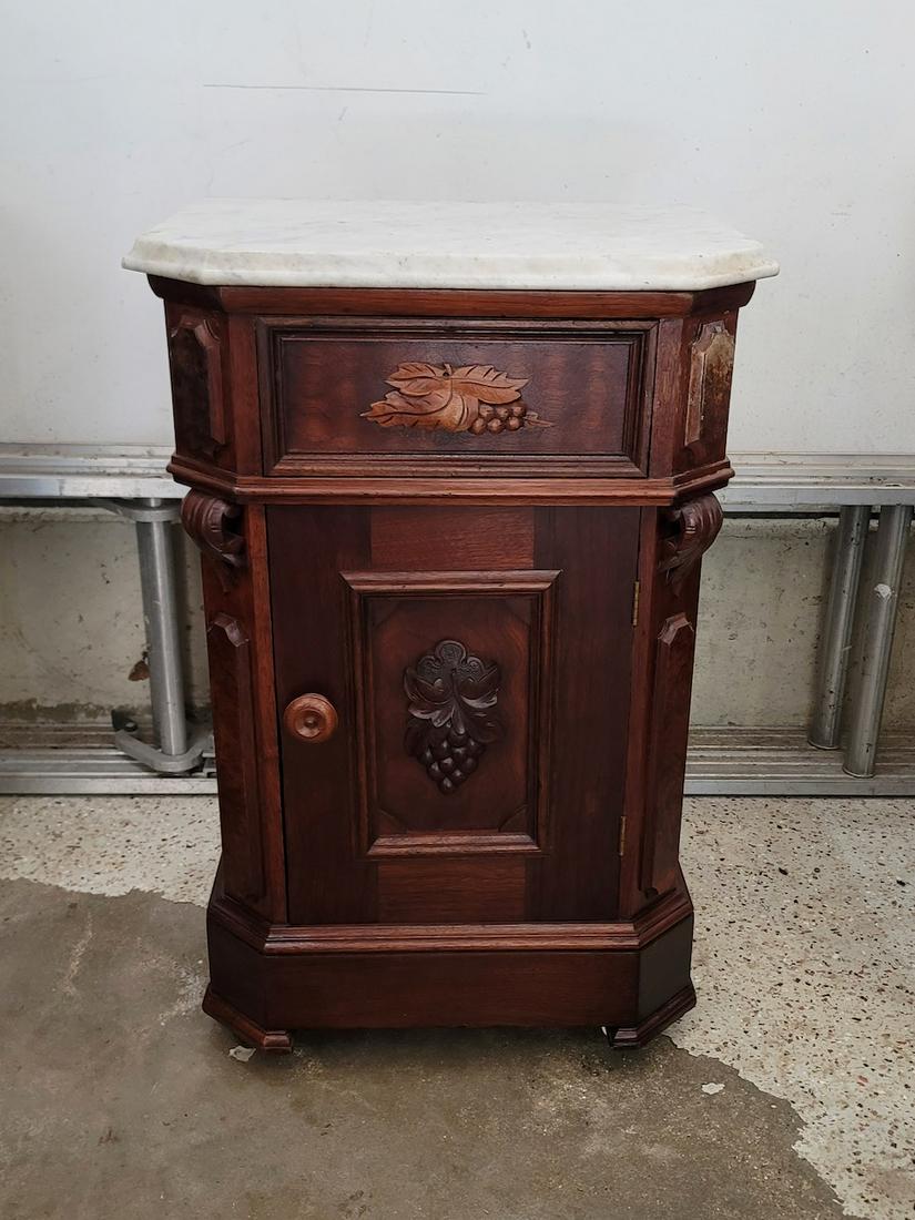 Walnut 1/2 Commode with Marble Top (1 of 5)