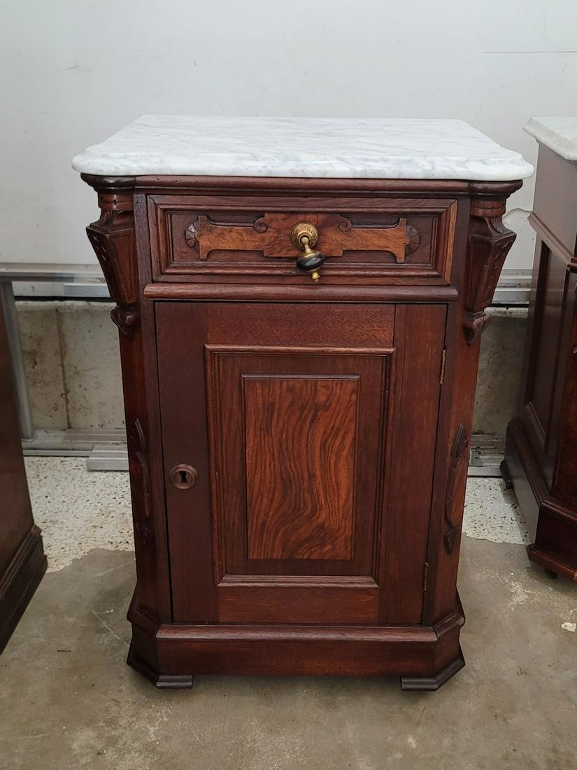 Walnut 1/2 Commode with Marble Top (1 of 7)