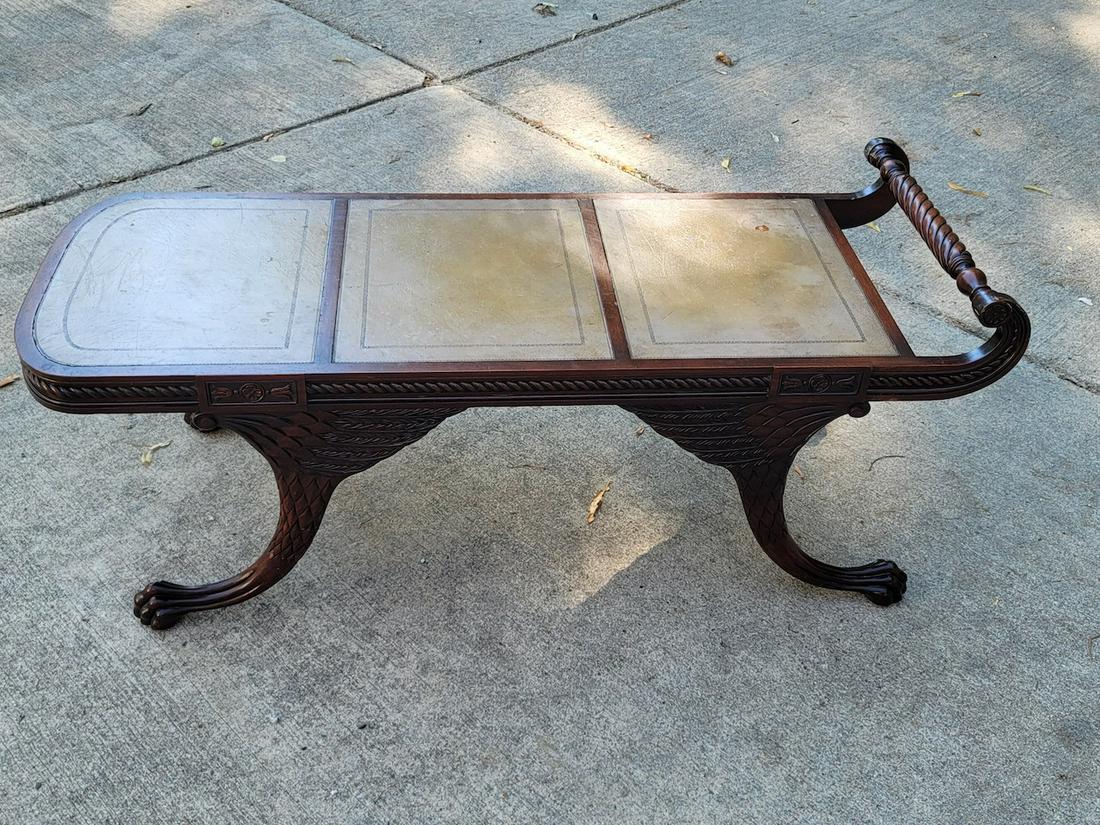 Edison Institution Empire Leather top Coffee Table: Made by Colonial Furniture, Zeeland, MI 46"w x18"d x 19"h