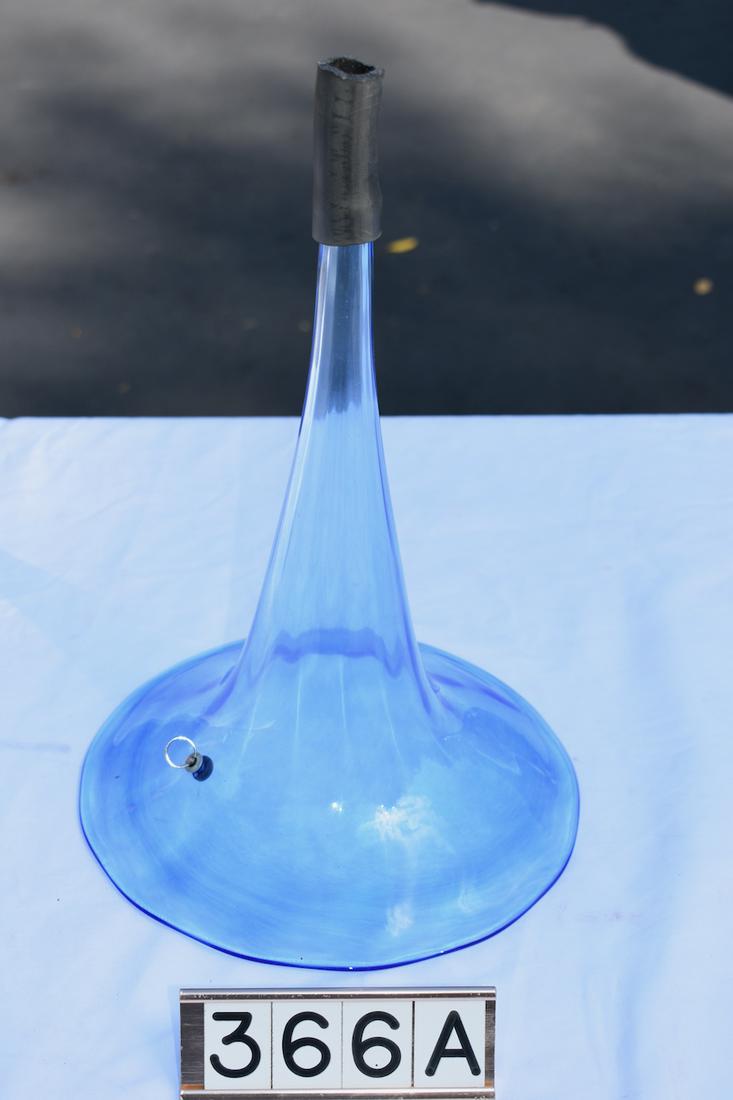 Contemporary Blue Glass Phonograph Horn (1 of 2)