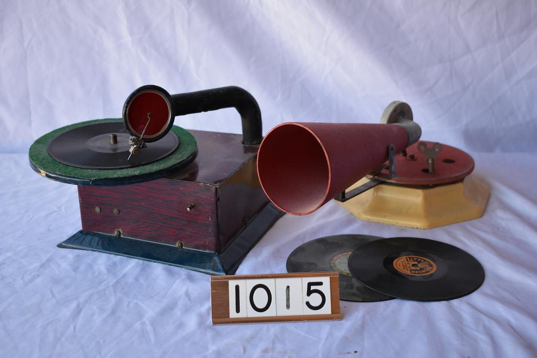 Child's Disc Phonograph & Tin Child's Phonograph with inside horn (1 of 3)