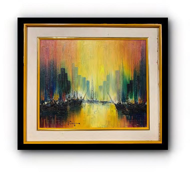 Untitled cityscape painting by Oswaldo â€œOzzâ€ Franca (1 of 2)