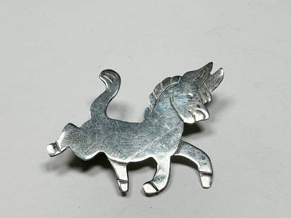 Sterling Tasco Signed Martinez Donkey Pin: Signed Martinez. Approx. 2".