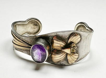 Robert Nilsson Sterling Silver and Amethyst Bracelet