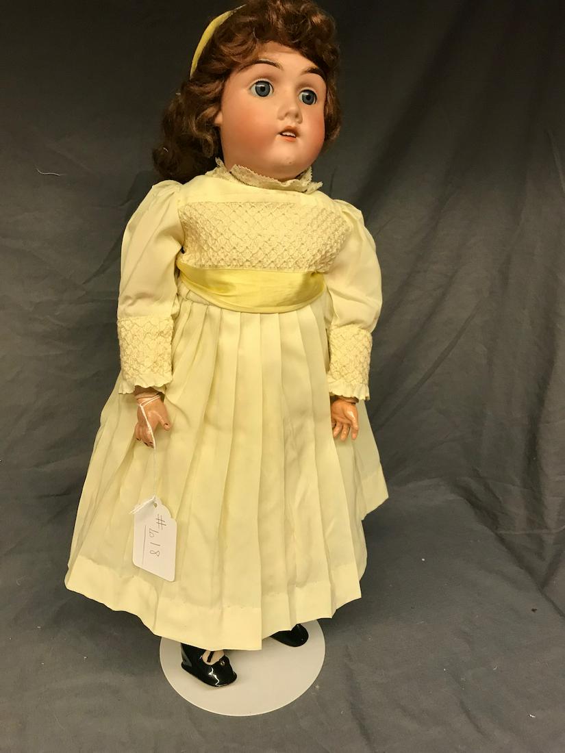 Max Handwerck Bisque Head Doll: Marked Max Handwerck, 24" tall. Composition body, sleep eyes, open mouth with teeth.