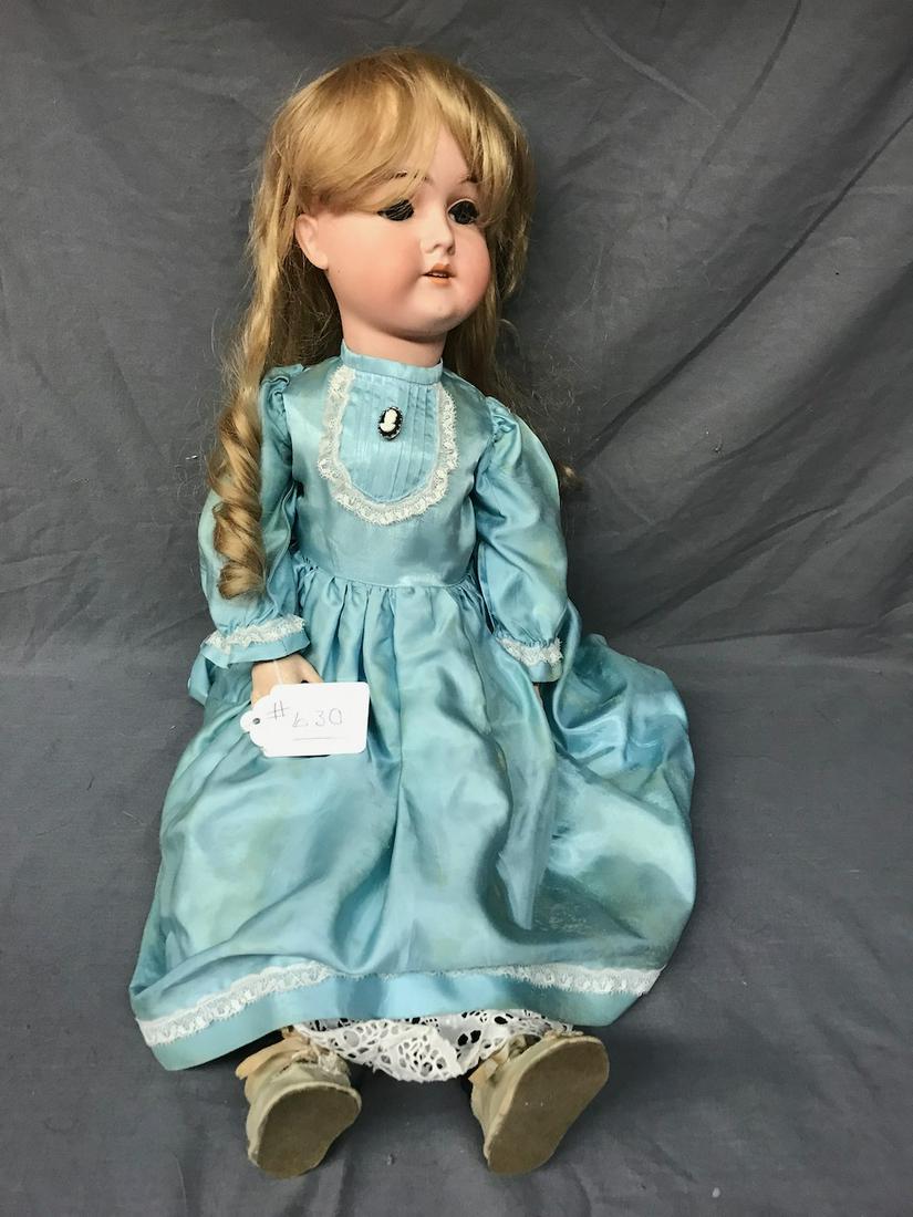 Karl Hartman Bisque Head Doll: Marked with Large H, K/5. 27" long. Composition body. Open mouth with teeth and sleep eyes.