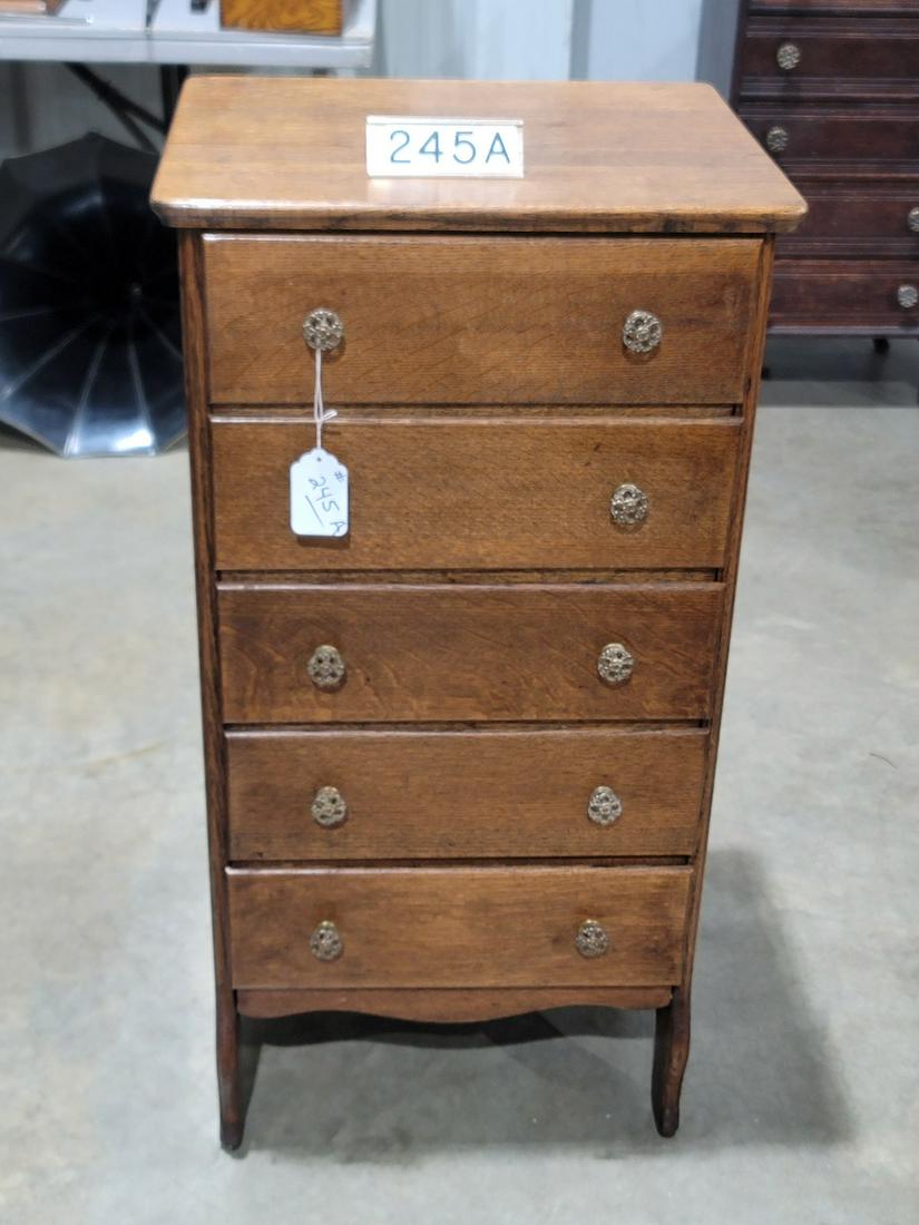 Five Drawer Oak Cylinder Record Cabinet (1 of 1)
