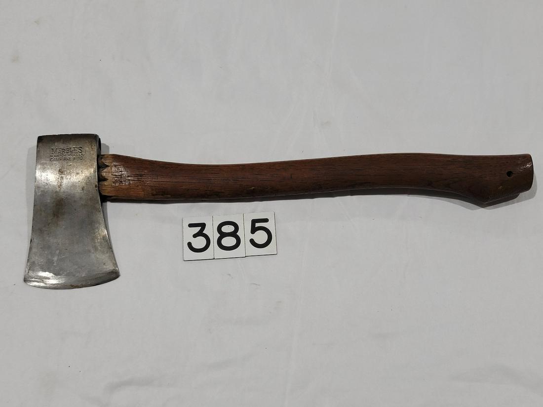 Marbles Camp Axe No. 10: Nail puller on head. 5" head, 16-1/4" total length.