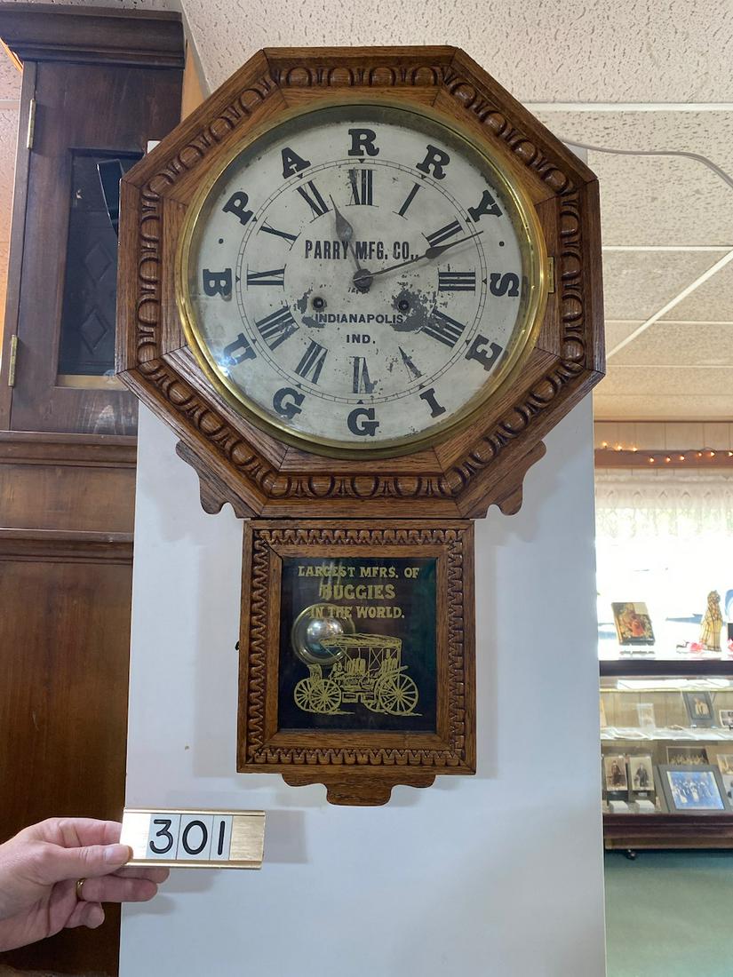 1890's Rare Parry's Buggies Advertising Clock (1 of 4)