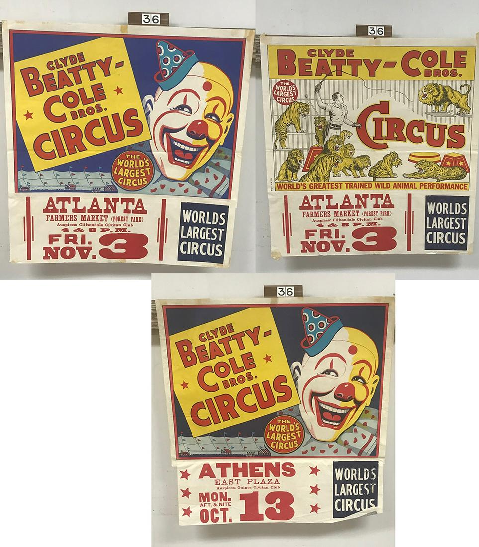 (3) Clyde Beatty-Cole Bros. Posters (1 of 4)