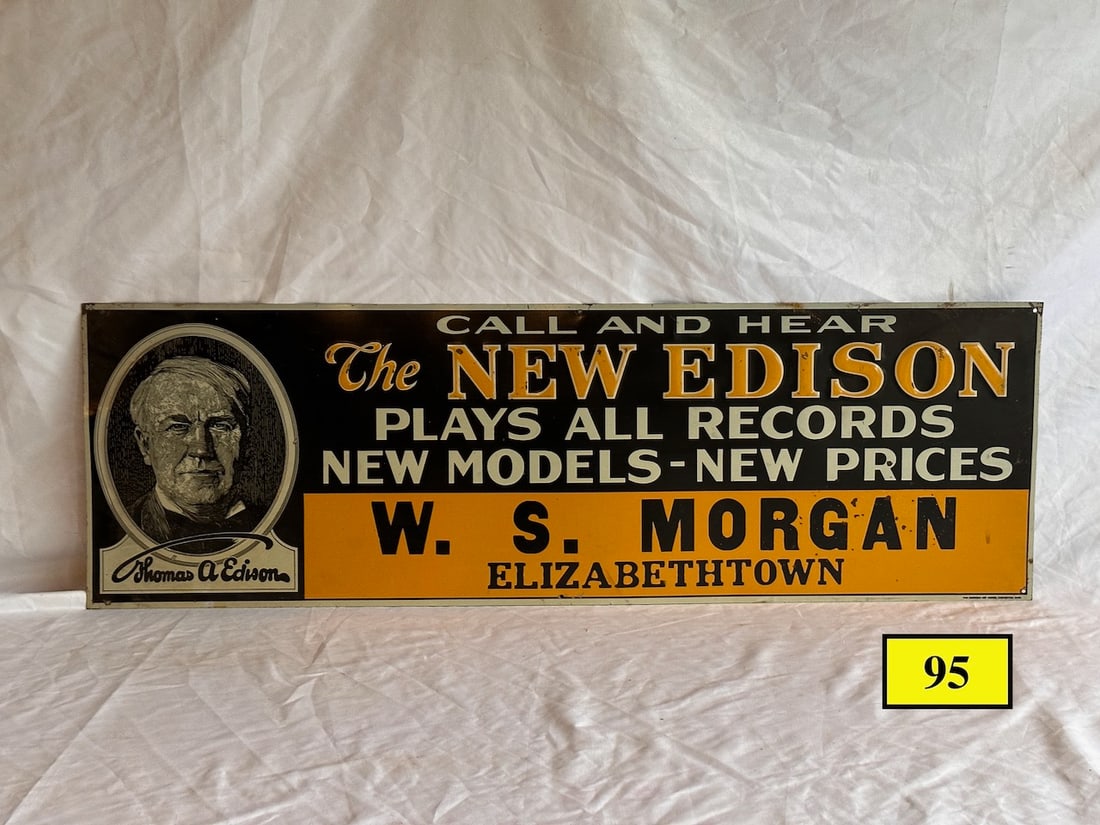 Call And Hear The New Edison Phonograph Tin Embossed Dealer Sign (1 of 2)