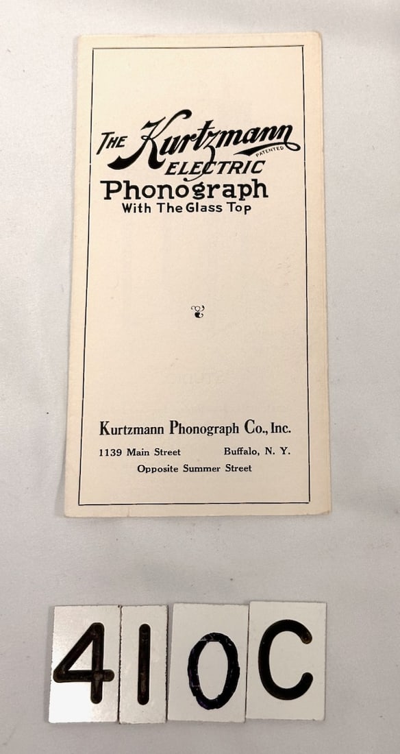 Original "Kurtzmann Electric Phonograph Brochure: Good Condition