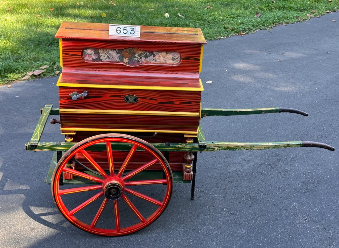 Vicente Llinares Hurdy Gurdy Barrel Organ with Cart: Made in Spain. Hand Crank