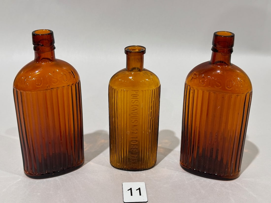 3 Amber Poison Bottles (1 of 3)