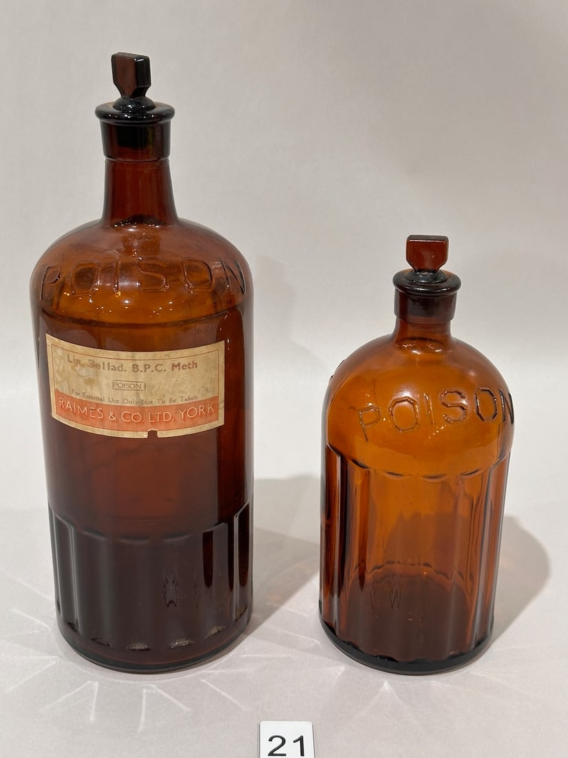 2 Large Amber Poison bottles (1 of 3)