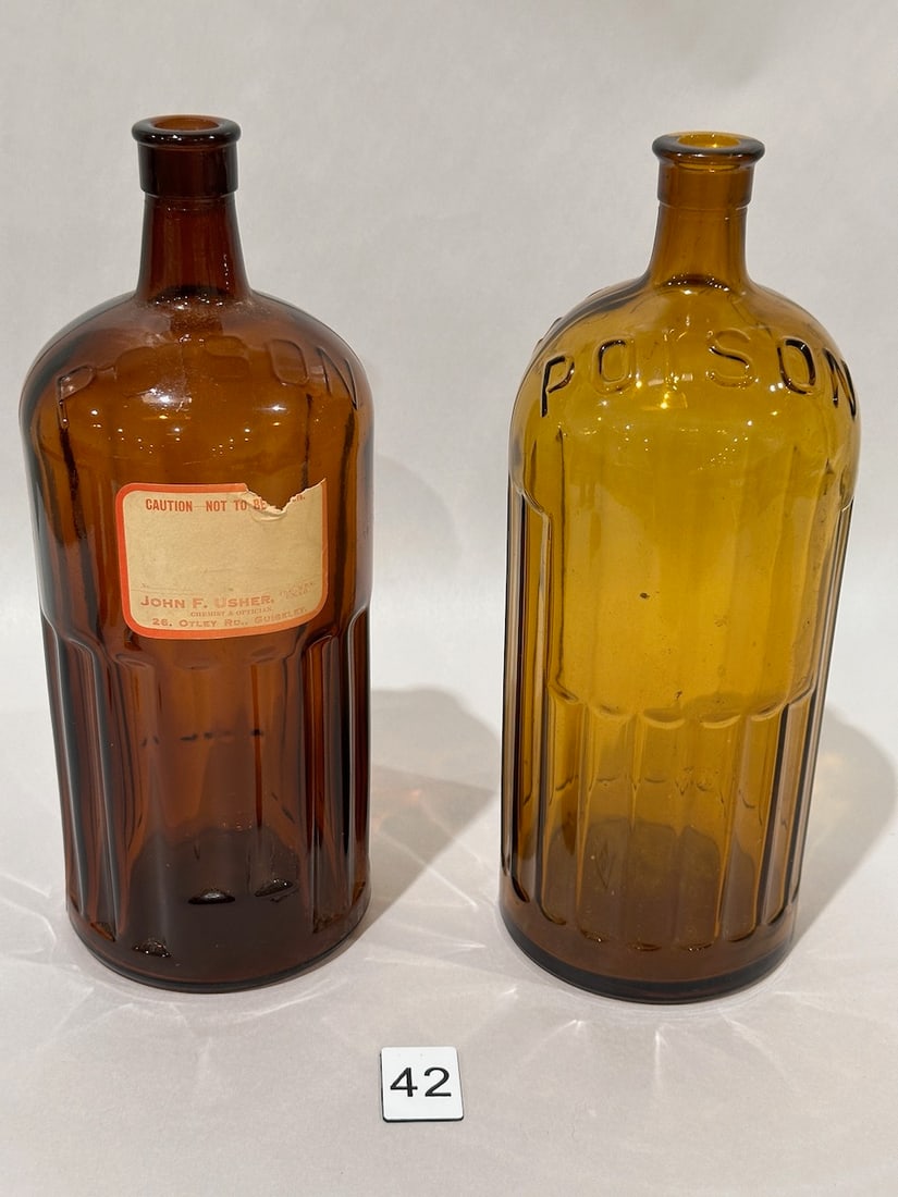2 Large Amber Poison bottles (1 of 3)