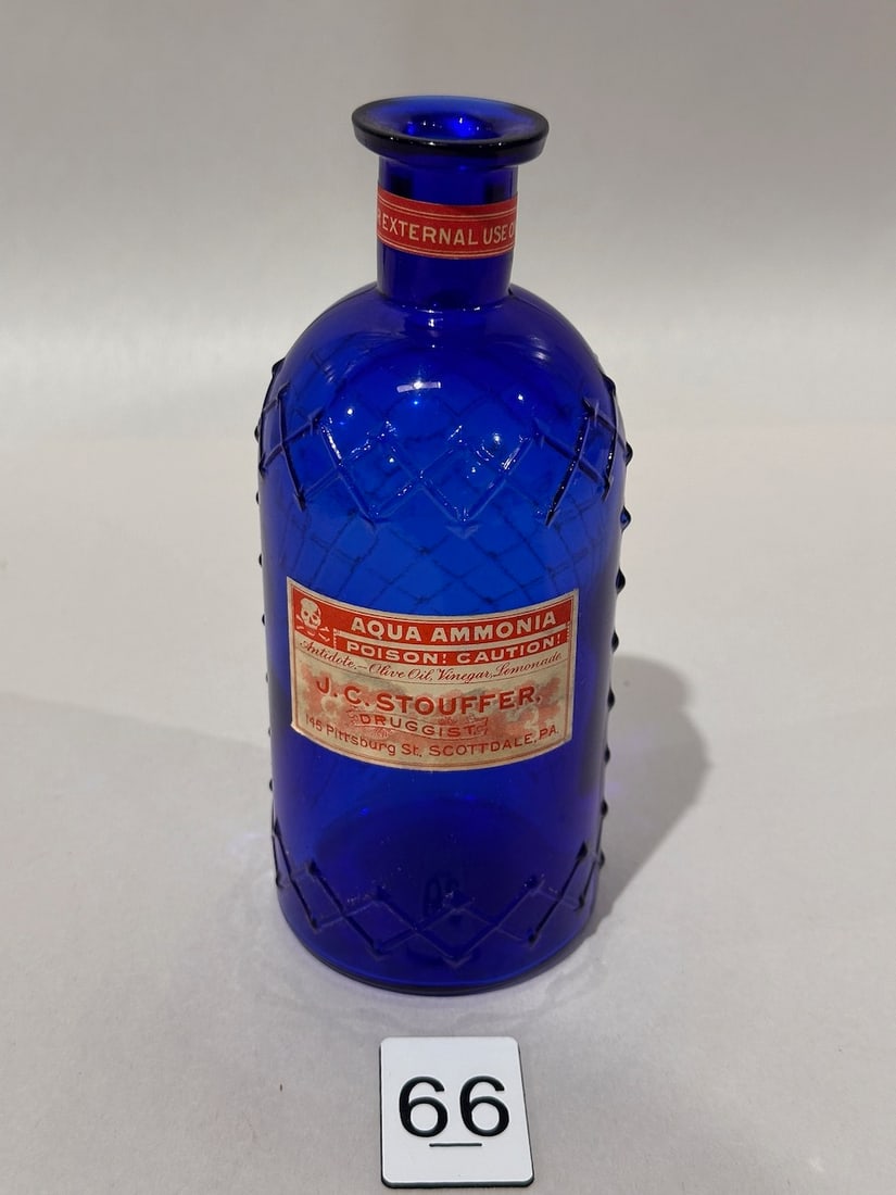 Cobalt Poison Bottle with Label (1 of 2)