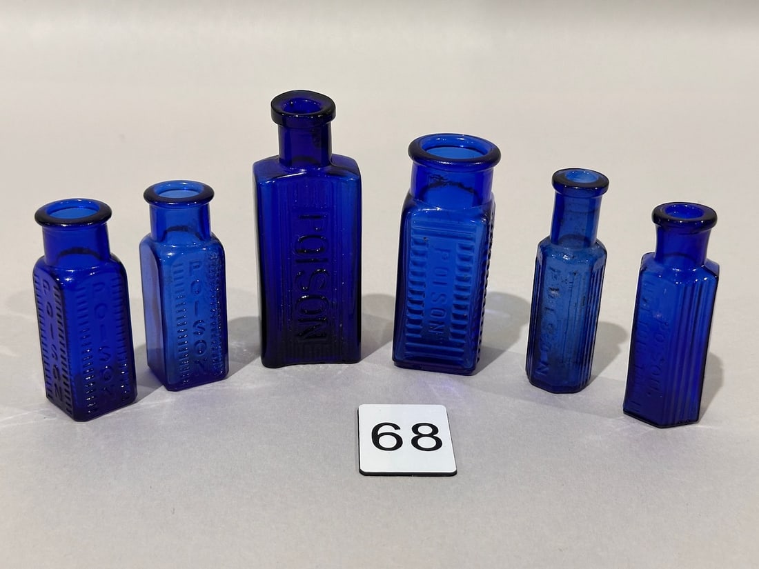 6 Cobalt Blue Poison Bottles (1 of 3)