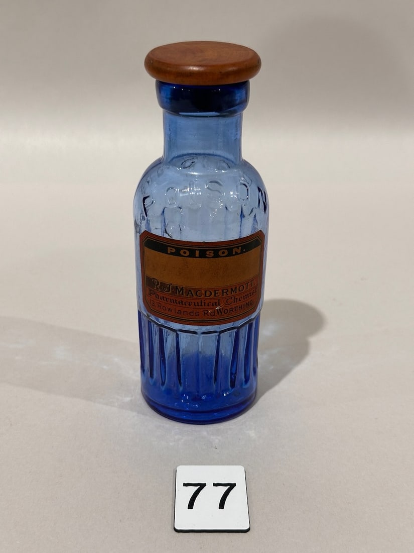 Cobalt Poison Bottle with Label (1 of 3)