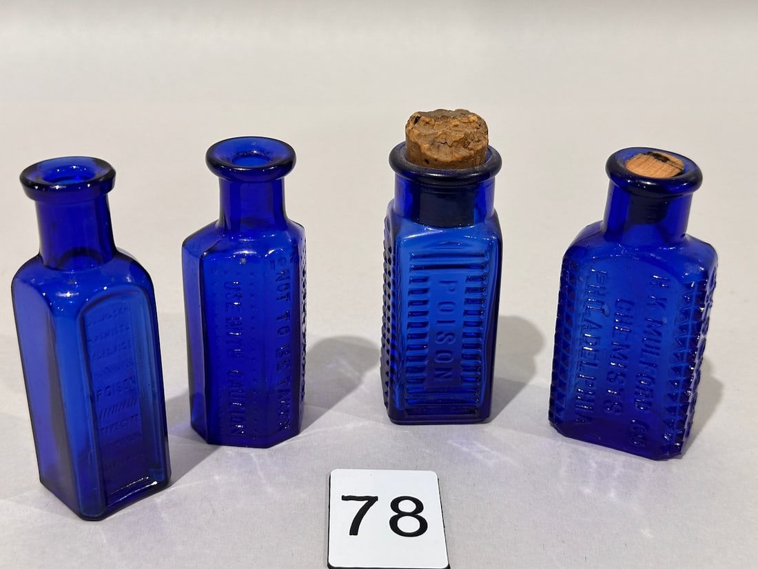 4 Cobalt Poison Bottles (1 of 5)