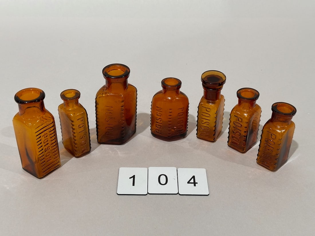 6 Amber Poison bottles (1 of 3)