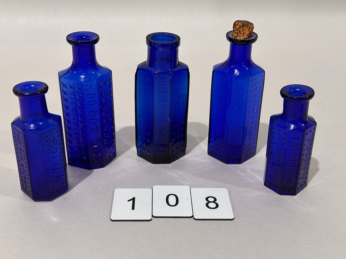 5 Cobalt Poison Bottles (1 of 5)