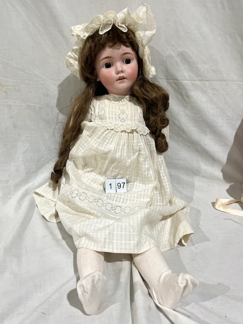 Simon & Halbig Bisque Doll: No. 1249. S&H. DEP. Germany. SANTA. 32" Glass eyes, OM with teeth, pierced ears, jointed composition body.