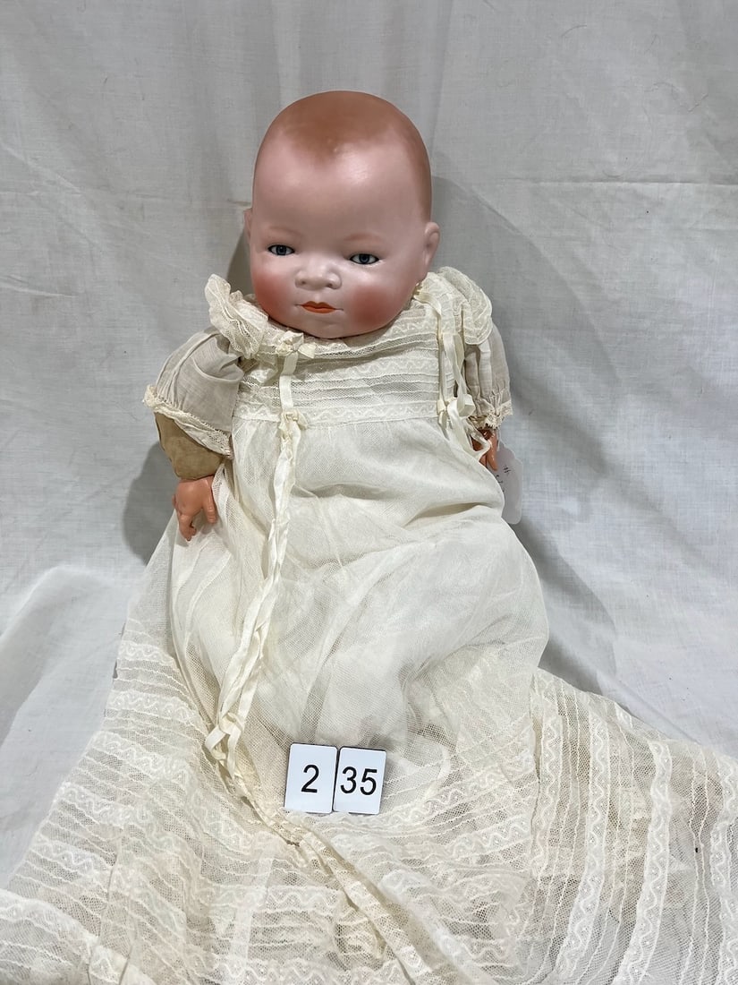 Antique Bisque Bye-Lo Baby: Grace S. Putnam. Celluloid Hands. 19"