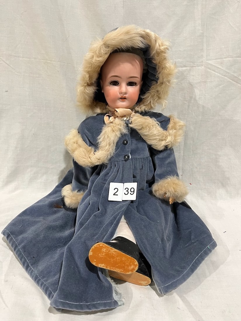 German Bisque Doll: Pansy" 6. 1. Germany. Glass eyes; OM with teeth; jointed comp body; 20