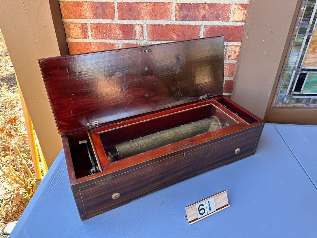 Antique Cylinder Music Box: 13" cylinder. No broken teeth.